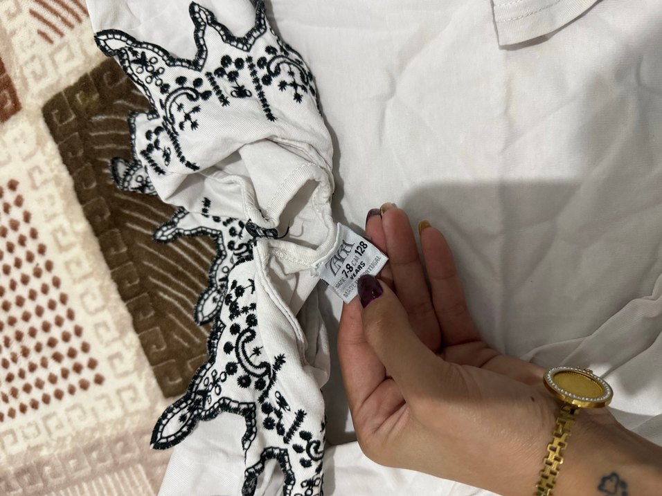 Beyaz Deri Kürklü Nakışlı Kız Bolero - Görsel 3