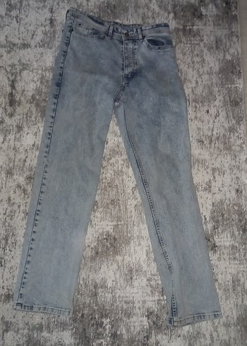 Düğmeli Mavi Bağlama Desenli Salaş Erkek Jean - Görsel 4