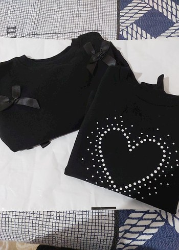 Kız Siyah Fiyonk ve kalp Detaylı Sweatshirt - Görsel 5