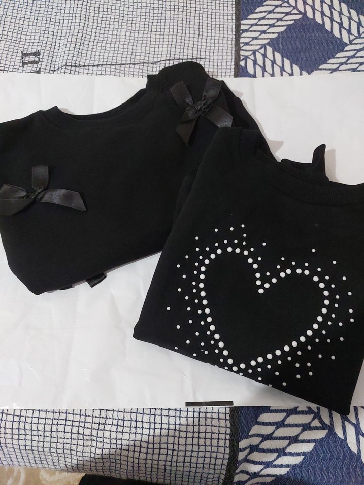 Kız Siyah Fiyonk ve kalp Detaylı Sweatshirt - Görsel 5