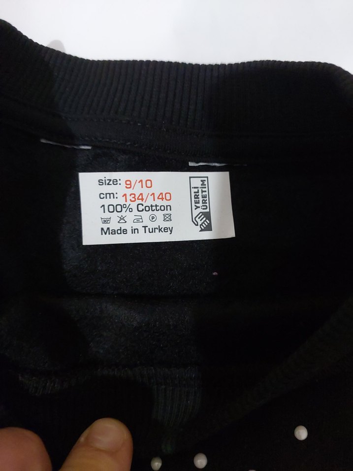 Kız Siyah Fiyonk ve kalp Detaylı Sweatshirt - Görsel 4