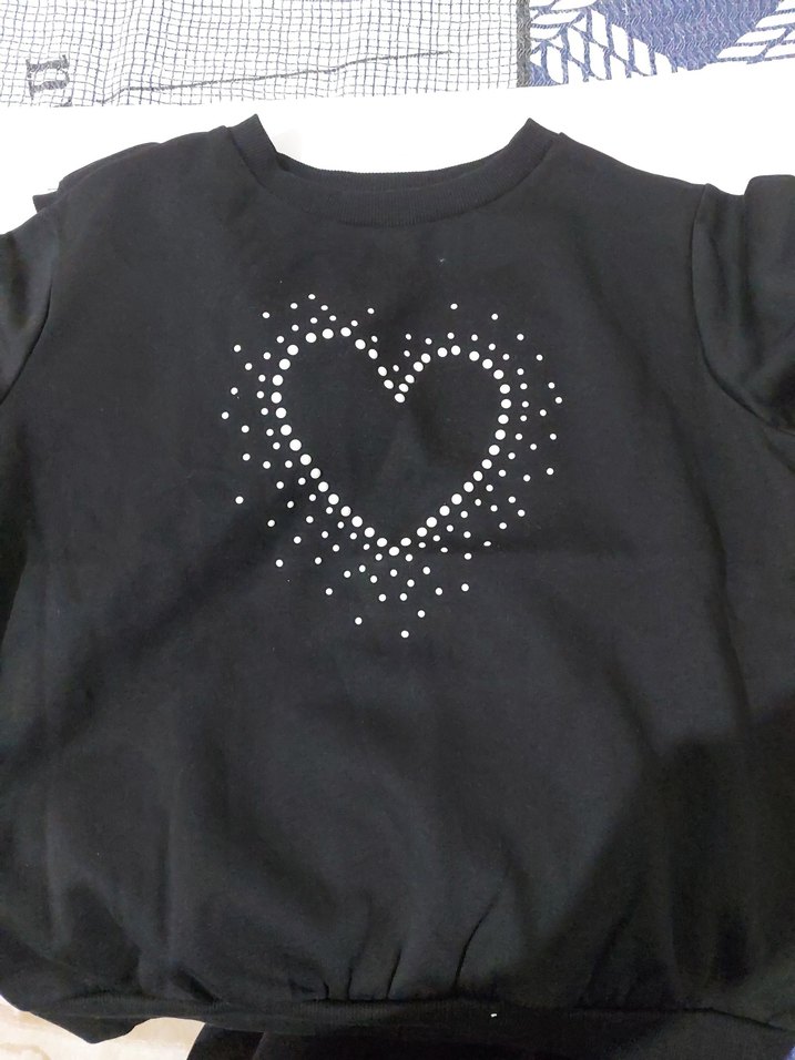 Kız Siyah Fiyonk ve kalp Detaylı Sweatshirt - Görsel 3