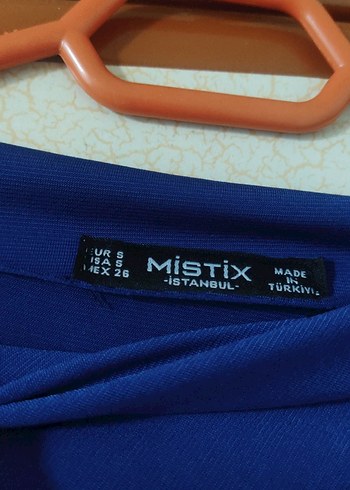 mavi büzgülü elbise - Görsel 3