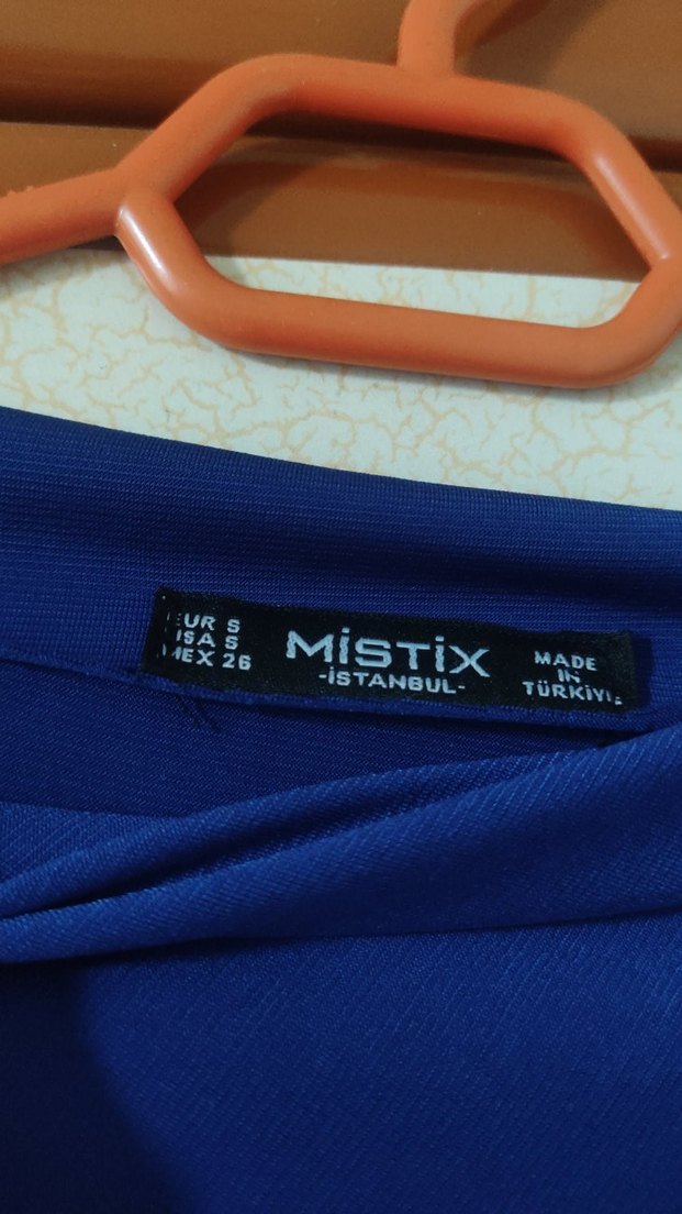 mavi büzgülü elbise - Görsel 3