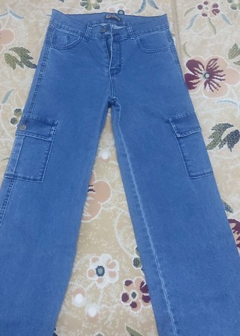 Düğmeli Mavi Denim Salaş Pantolon - Görsel 3