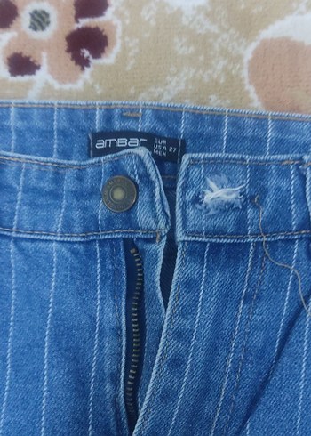 Düğmeli Mavi Kadın Kot Pantolon - Görsel 2