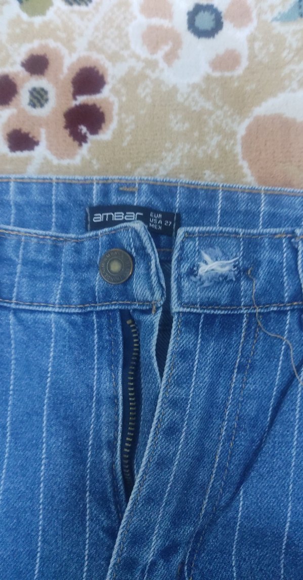 Düğmeli Mavi Kadın Kot Pantolon - Görsel 2