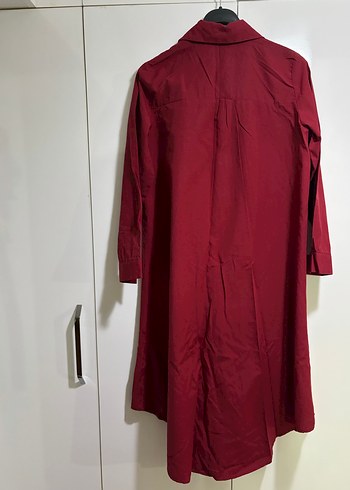 Bordo Uzun Düğmeli Kadın Gömlek - Görsel 5
