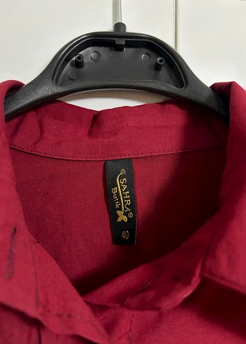 Bordo Uzun Düğmeli Kadın Gömlek - Görsel 3