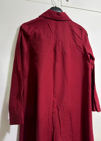 Bordo Uzun Düğmeli Kadın Gömlek - Görsel 6