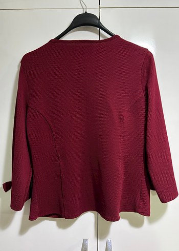 Bordo Düğmeli Kadın Blazer Ceket - Görsel 2