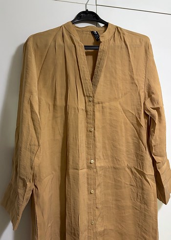 Uzun Bej Keten Kadın Tunik - Görsel 2