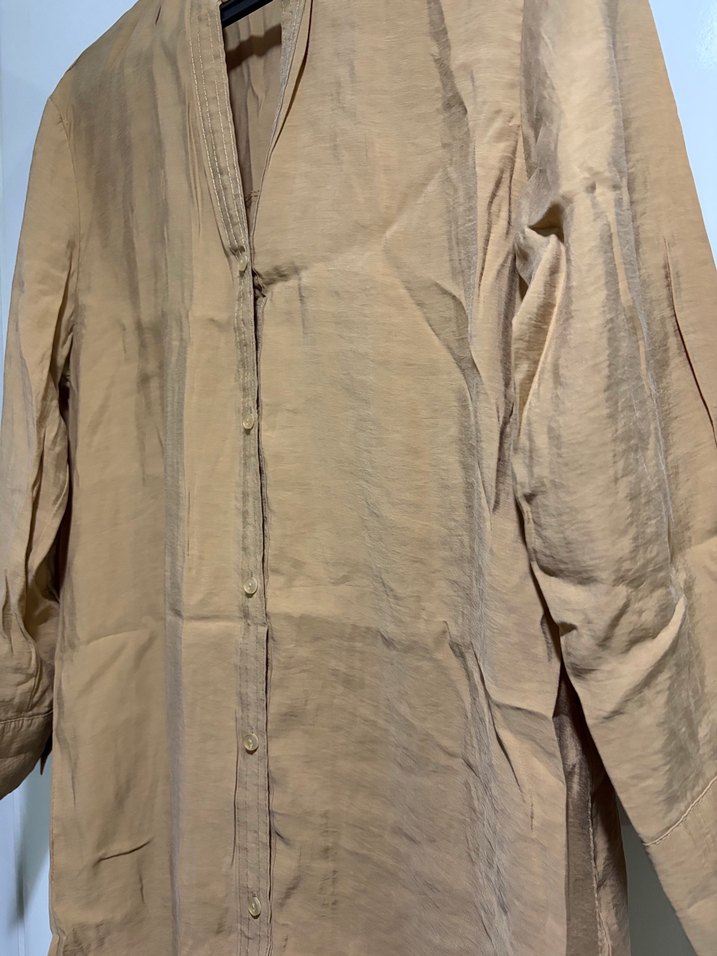 Uzun Bej Keten Kadın Tunik - Görsel 4