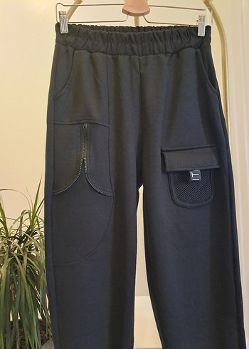 Kadın Siyah Kemerli Rahat Eşofman - Görsel 4