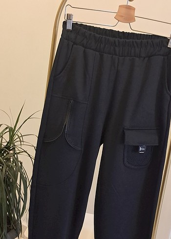 Kadın Siyah Kemerli Rahat Eşofman - Görsel 2