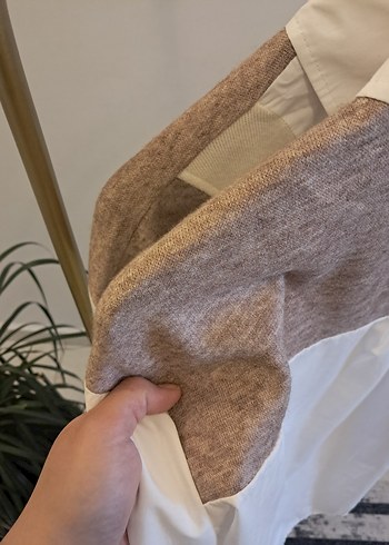 Gri Detaylı Beyaz Kadın Keten Gömlek - Görsel 4