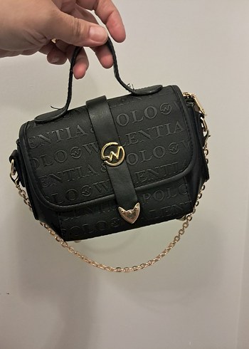 Zincir Detaylı Siyah Yılan Desenli Deri Çanta - Görsel 2