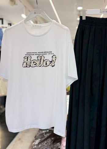 Beyaz Baskılı Kadın Tişört - Görsel 3