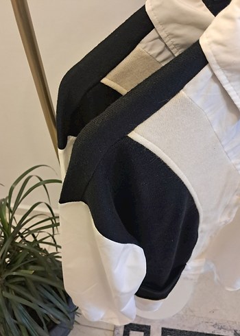 Kadın Siyah Beyaz Pamuklu Uzun Kollu Gömlek - Görsel 2