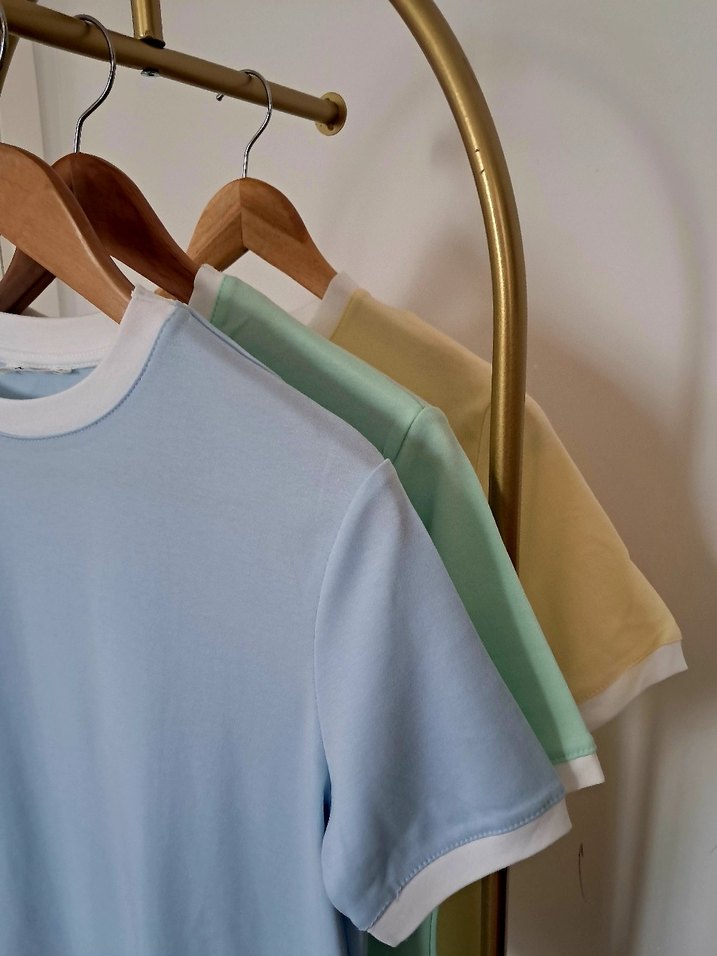 Pastel Mavi Kısa Kollu Pamuklu Tişört - Görsel 2