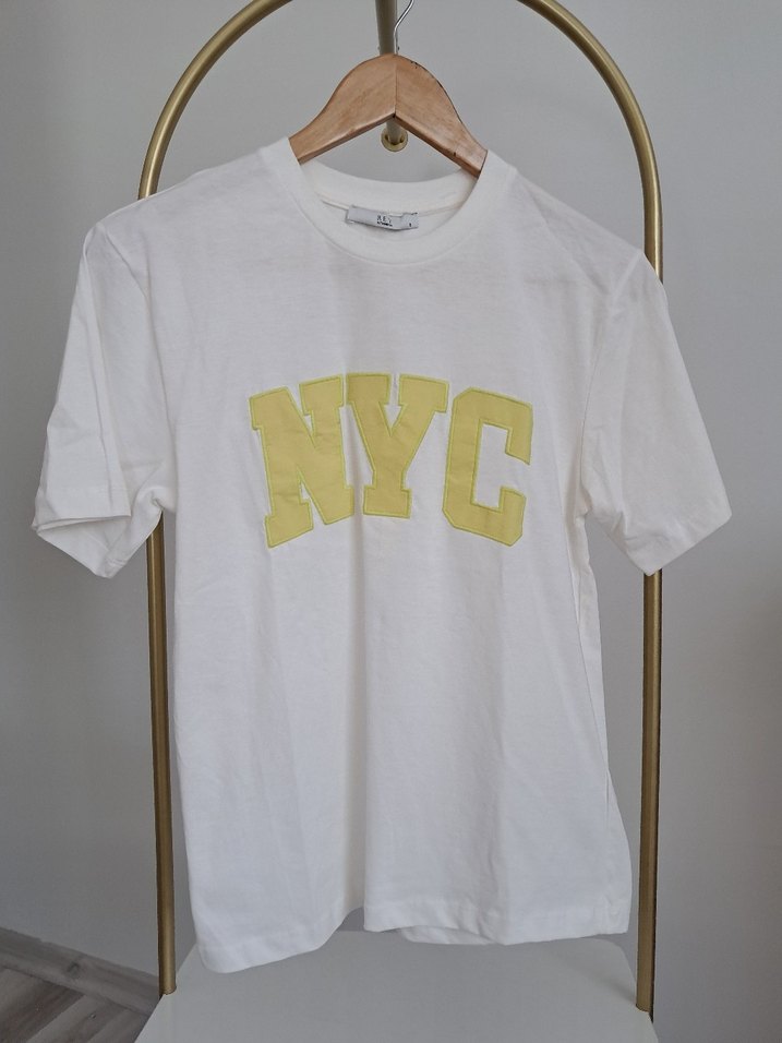 Beyaz NYC Baskılı Salaş Tişört - Görsel 2