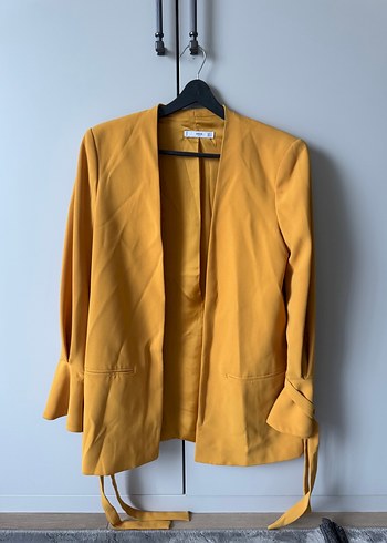 Mango Hardal Sarisi V Yaka Blazer Ceket