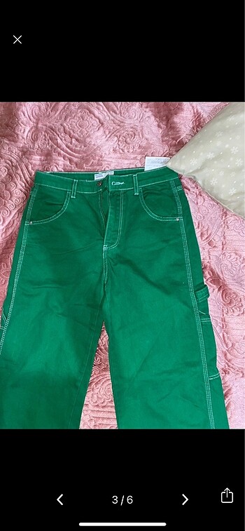 s Beden yeşil Renk bershka yeşil bol paça pantolon