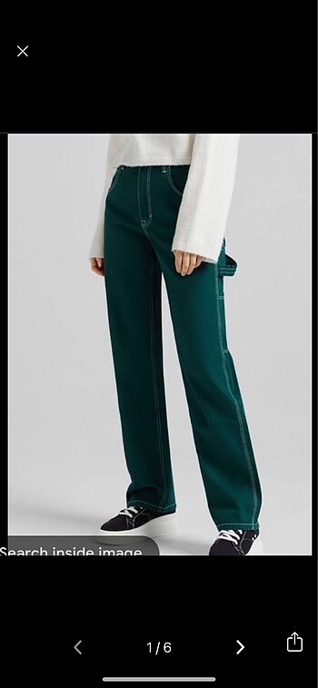 bershka yeşil bol paça pantolon