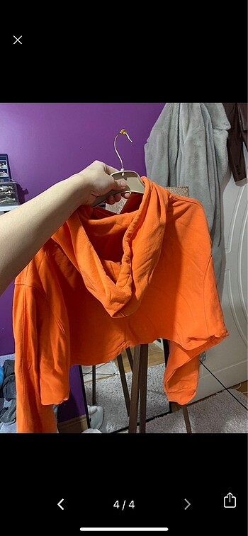 l Beden turuncu Renk bershka crop sweatshirt