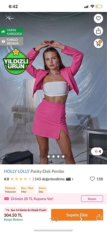 holly lolly pembe etek