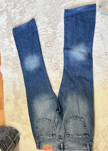 27 Beden gri Renk Loft İspanyol paça düşük bel jean y2K