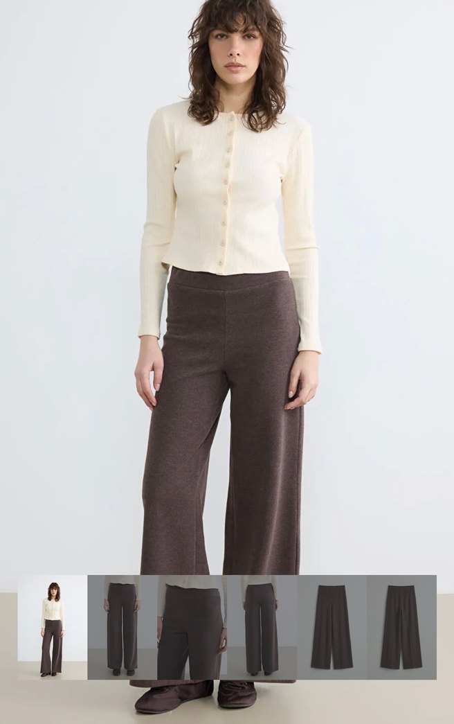 Zara Kahverengi Kadın Kumaş Pantolon Rahat Kesim - Görsel 2