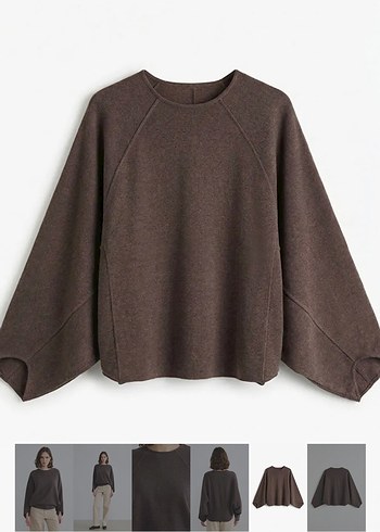 Zara Gri Kadın Yün Salaş Bisiklet Yaka Kazak - Görsel 3