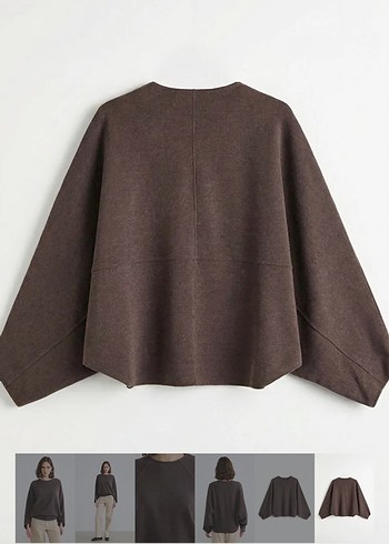 Zara Gri Kadın Yün Salaş Bisiklet Yaka Kazak - Görsel 4