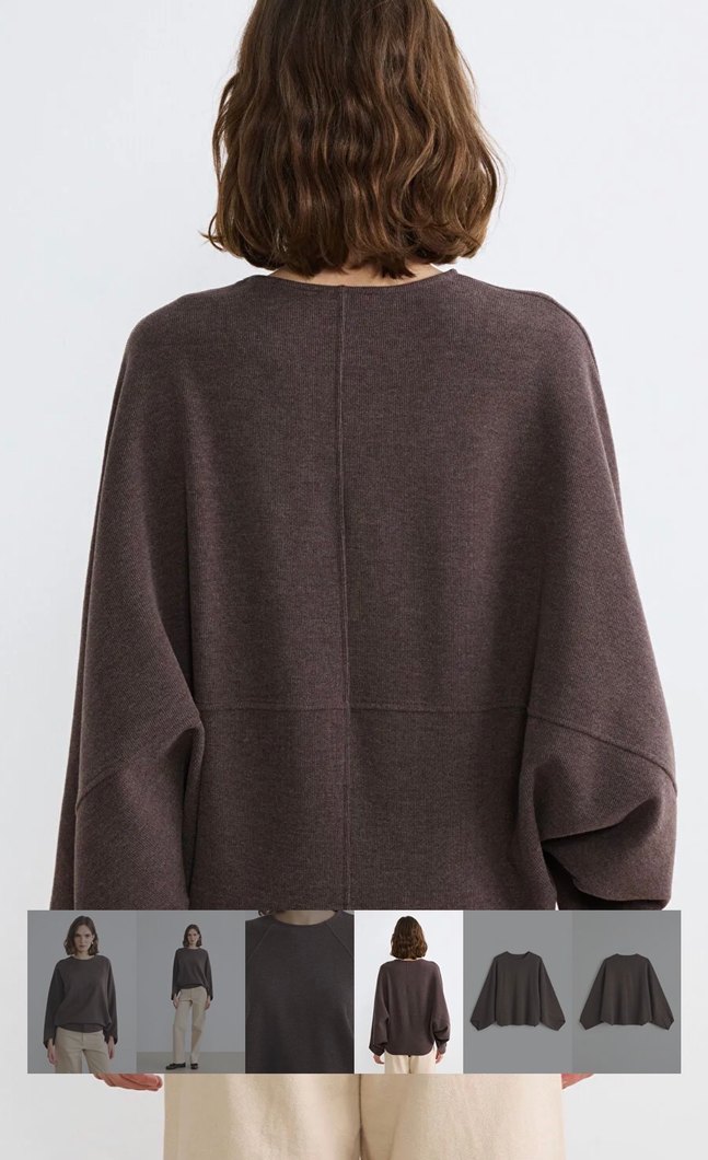 Zara Gri Kadın Yün Salaş Bisiklet Yaka Kazak - Görsel 2