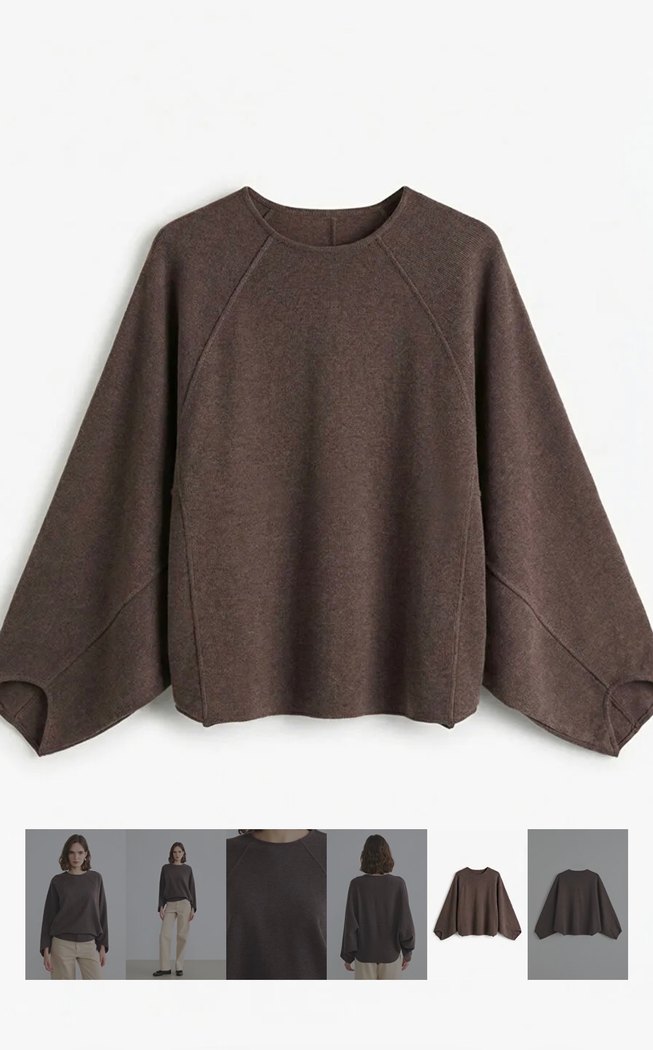 Zara Gri Kadın Yün Salaş Bisiklet Yaka Kazak - Görsel 3