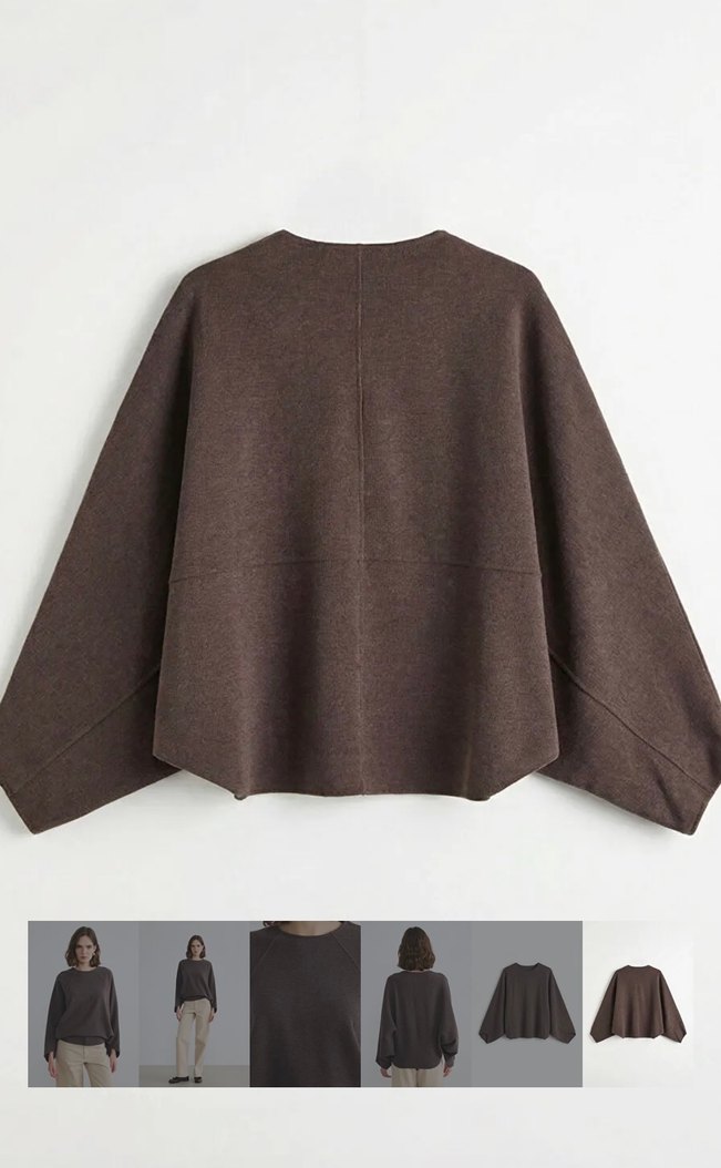 Zara Gri Kadın Yün Salaş Bisiklet Yaka Kazak - Görsel 4