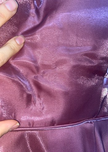 Pembe Parlak Uzun Drapeli Straplez Kadın Abiye - Görsel 10