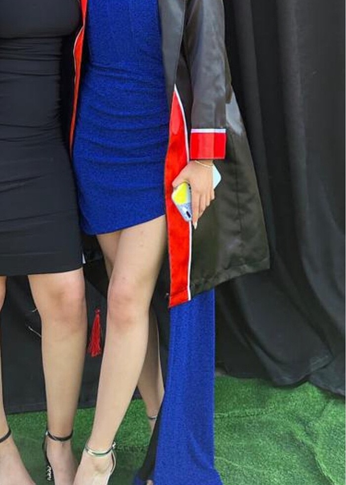 Lacivert simli elbise - Görsel 3