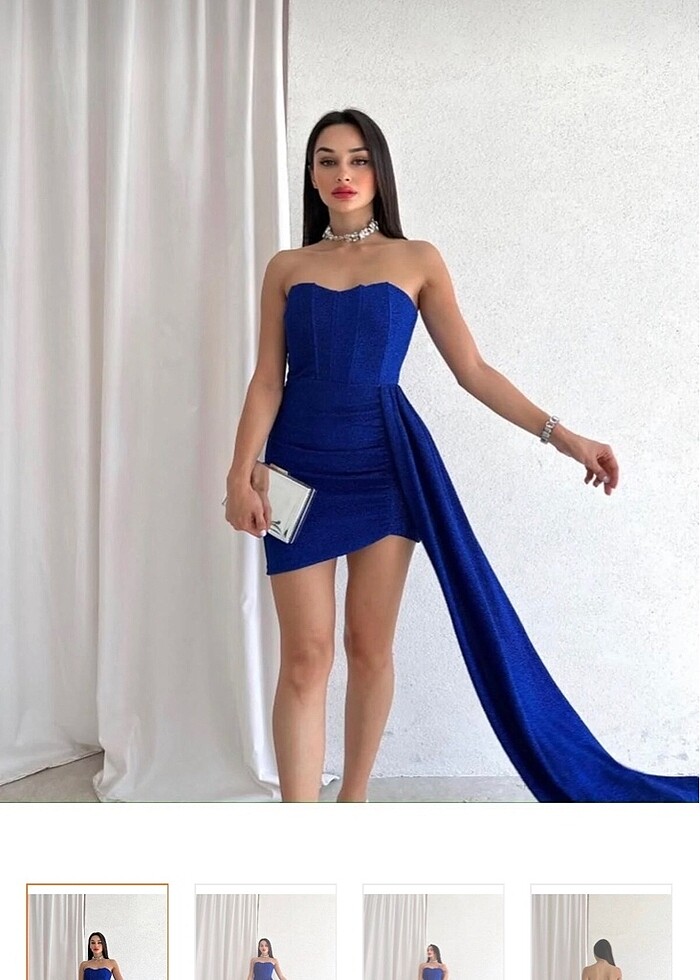 Lacivert simli elbise - Görsel 4