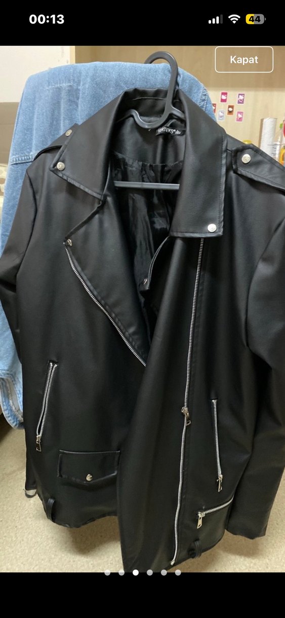 Kadın Siyah Deri Kemerli Kısa Ceket - Görsel 2