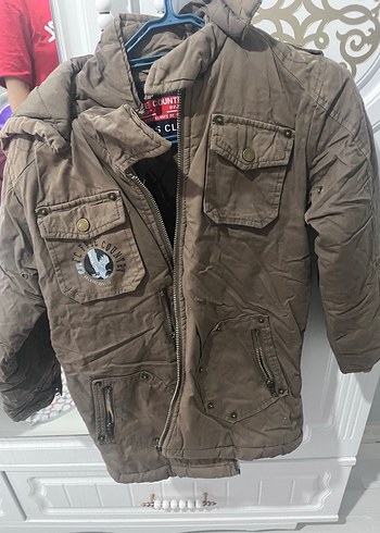 Düğmeli Kamuflaj Erkek Çocuk Mont - Görsel 2