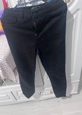 Düğmeli Siyah Kadın Midi Pantolon - Görsel 3