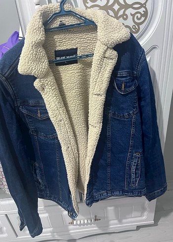 Kadın Mavi Kürklü Denim Ceket - Görsel 2