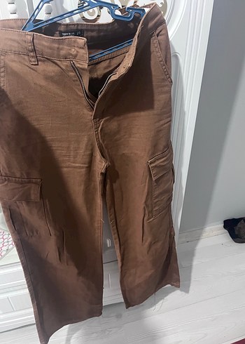Kahverengi Kemerli Bol Kesim Kadın Pantolon - Görsel 2