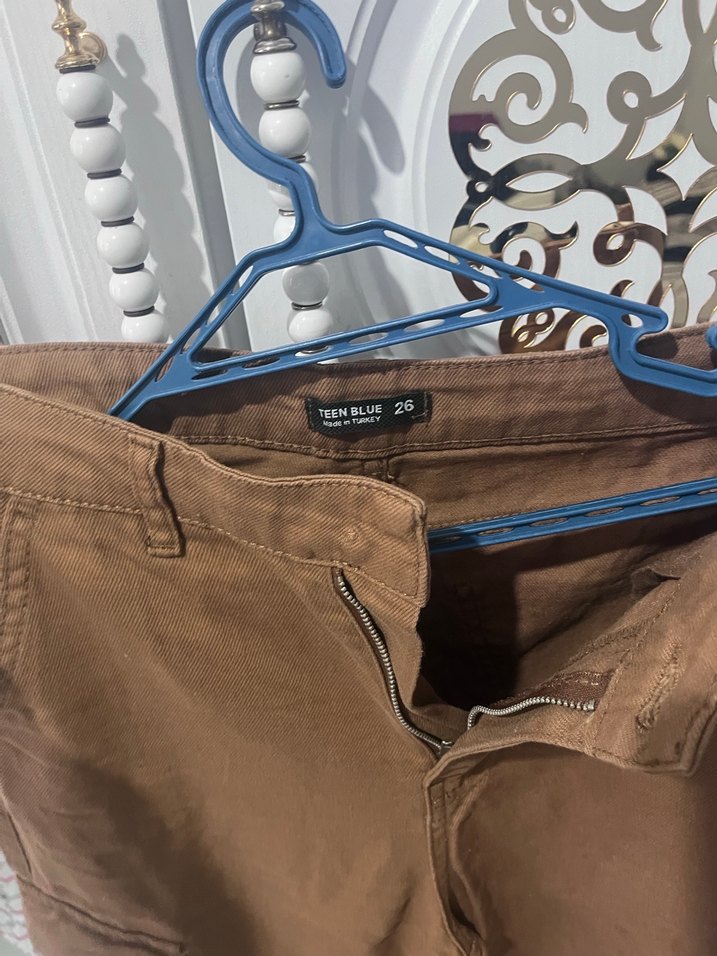 Kahverengi Kemerli Bol Kesim Kadın Pantolon - Görsel 3