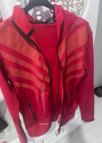 Kadın Kırmızı Fermuarlı Spor Ceket - Görsel 3