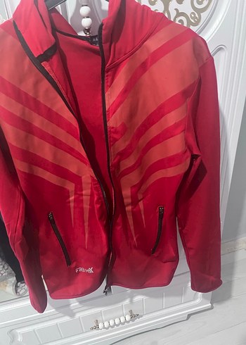 Kadın Kırmızı Fermuarlı Spor Ceket - Görsel 2