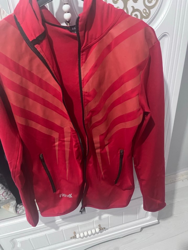 Kadın Kırmızı Fermuarlı Spor Ceket - Görsel 2