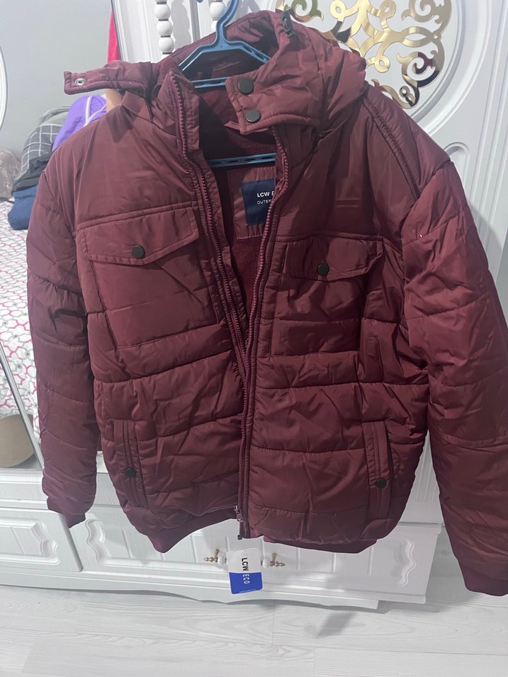 Bordo Düğmeli cocuk mont - Görsel 2